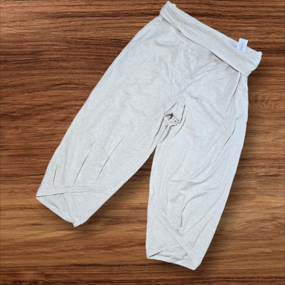 Anybody Cream Foldover Lounge Cropped Pants